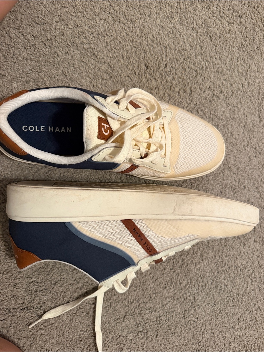 Cole Haan Cream, Navy & Brown Men’s Lightweight Sneakers